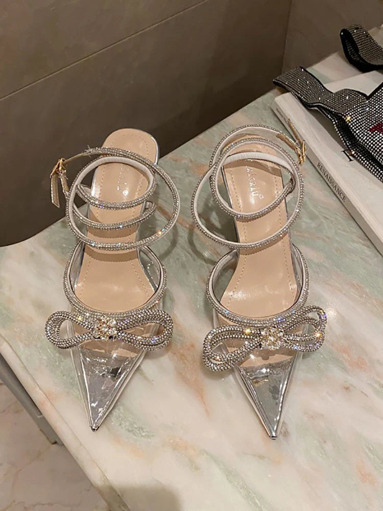 Rhinestone Bowknot Heel Pumps