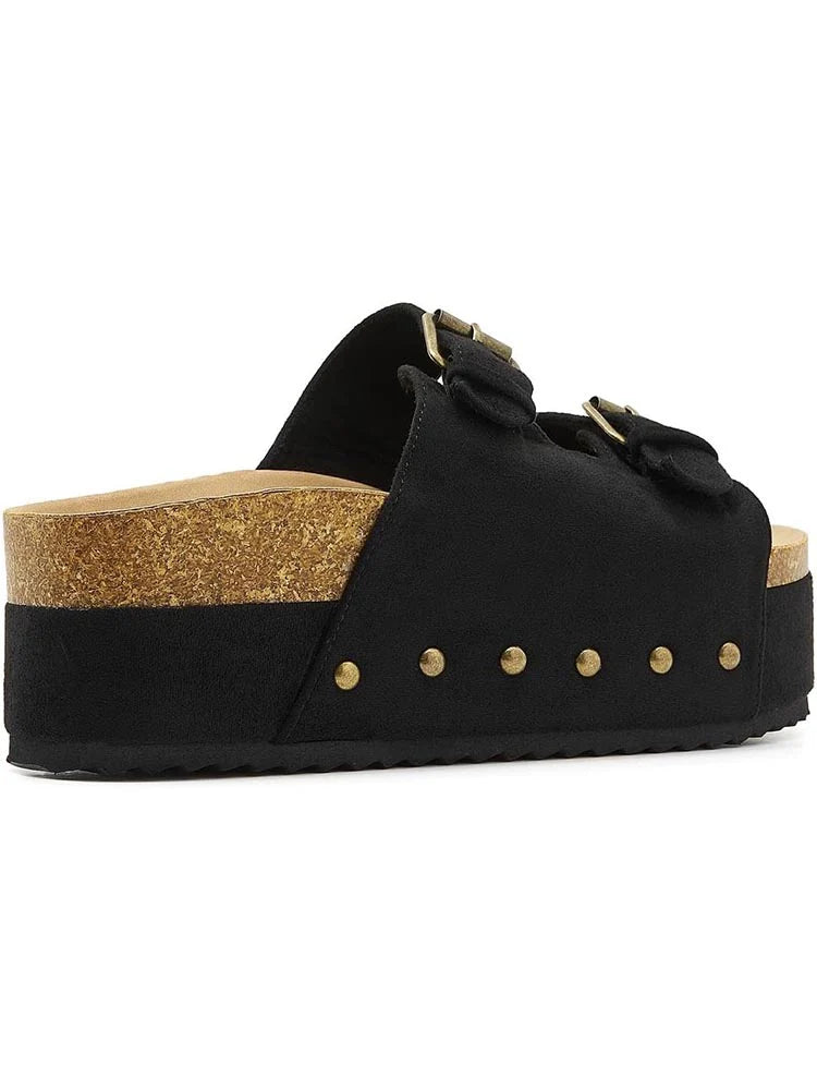 Double Buckle Strap Platform Sandals
