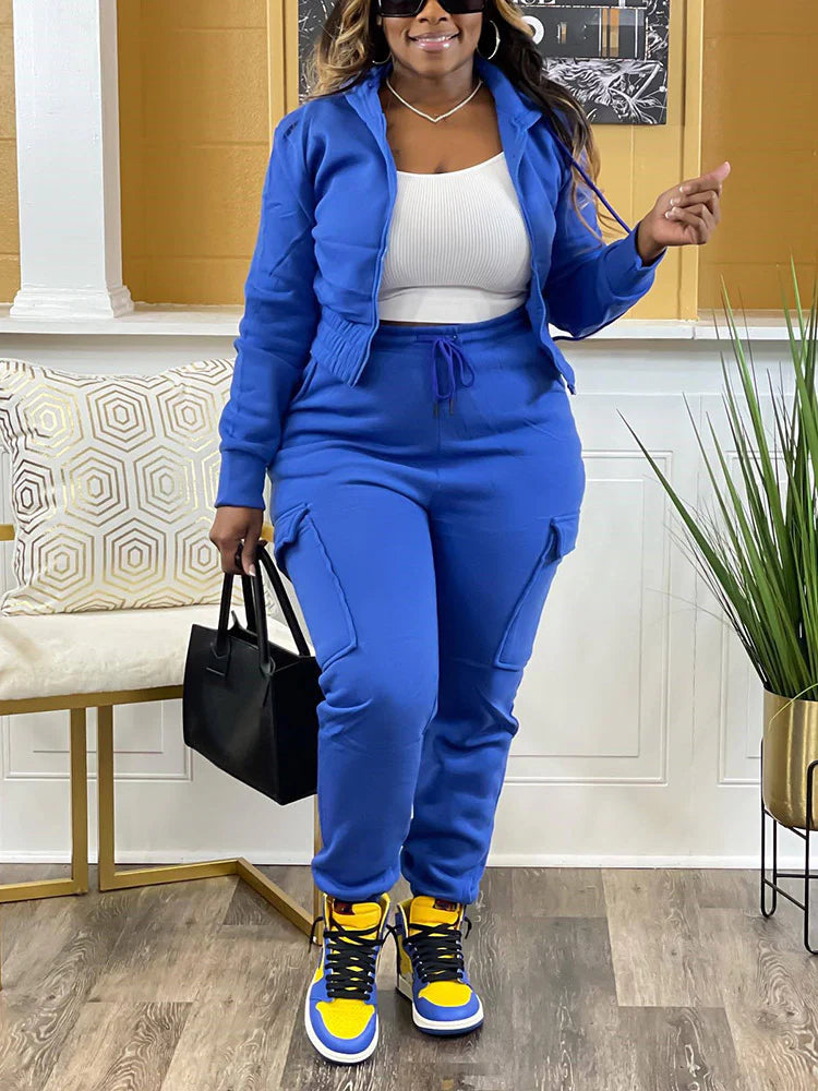 Crop Hoodie Jogger Set