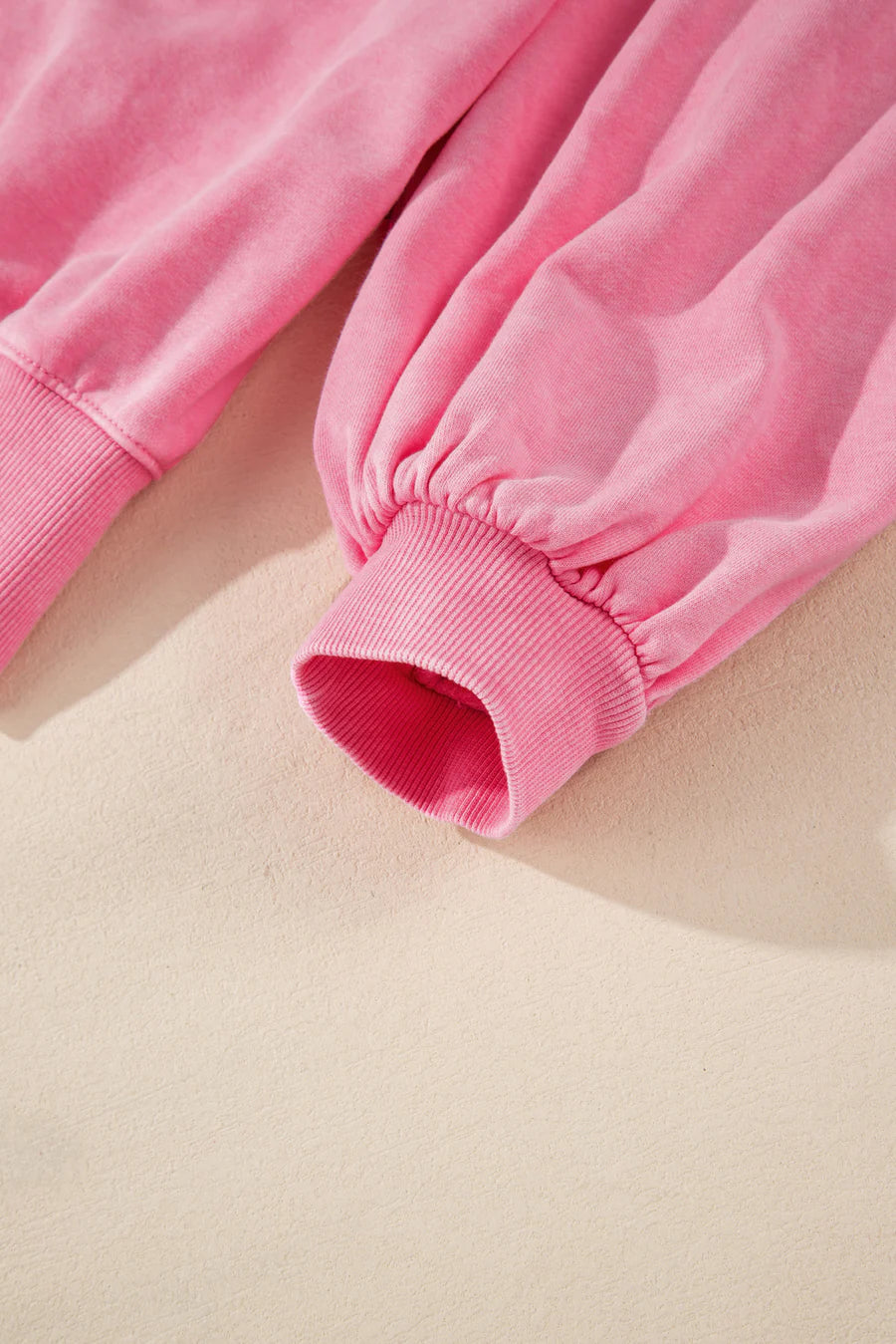 Buttons Balloon Sleeve Oversized Sweatshirt