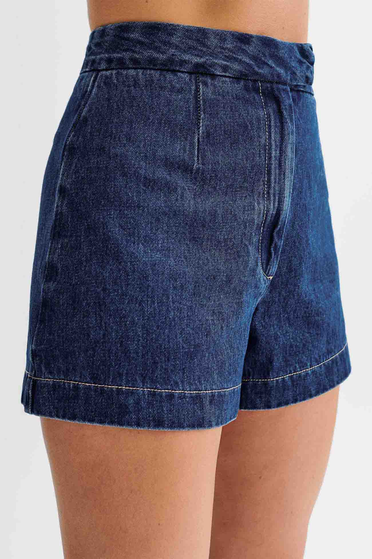 Button Down Tank Tops Shorts Denim Set