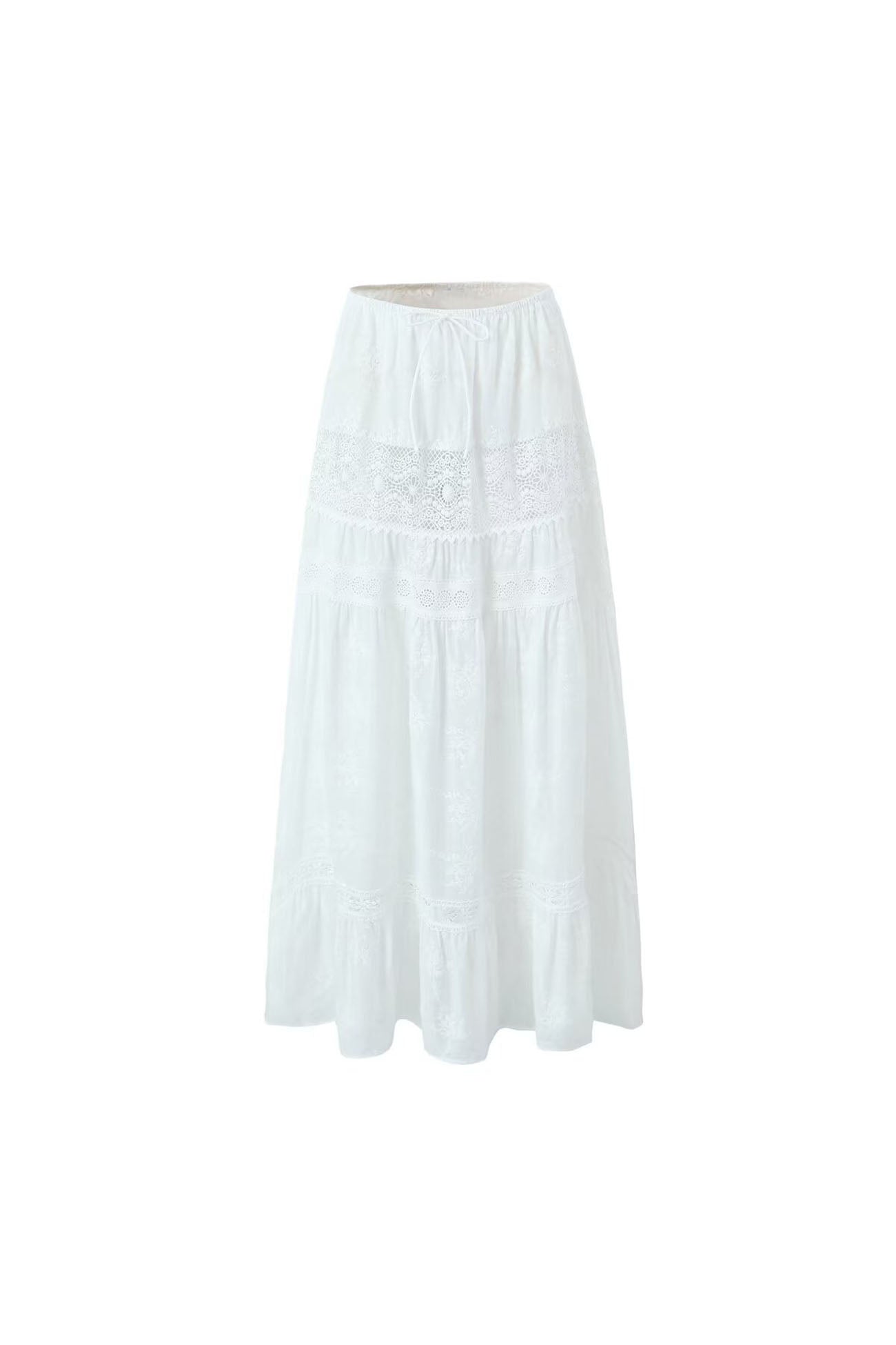 Solid Lace Crop Top Cutout Maxi Skirt Set