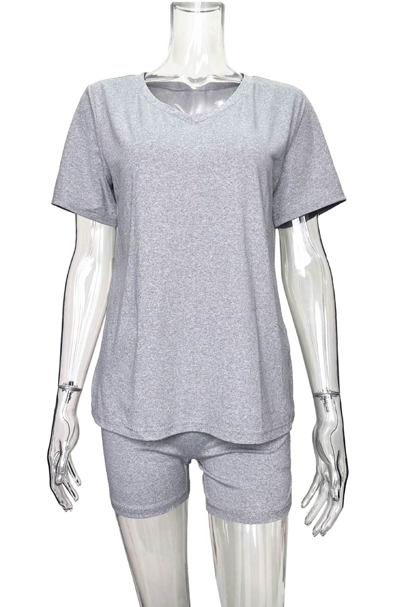 V Neck Short Sleeve T shirt Shorts Set