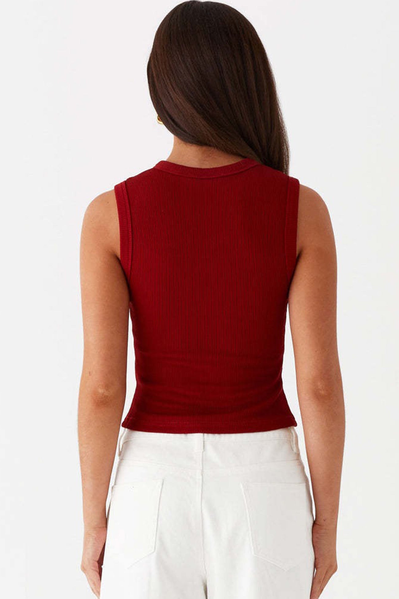 Solid Color Button down Knit Tank Top