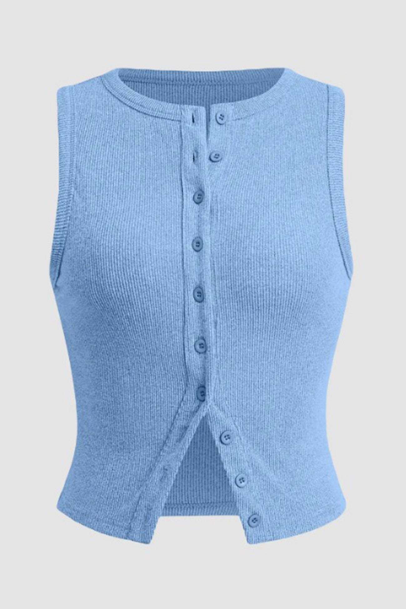 Solid Color Button down Knit Tank Top