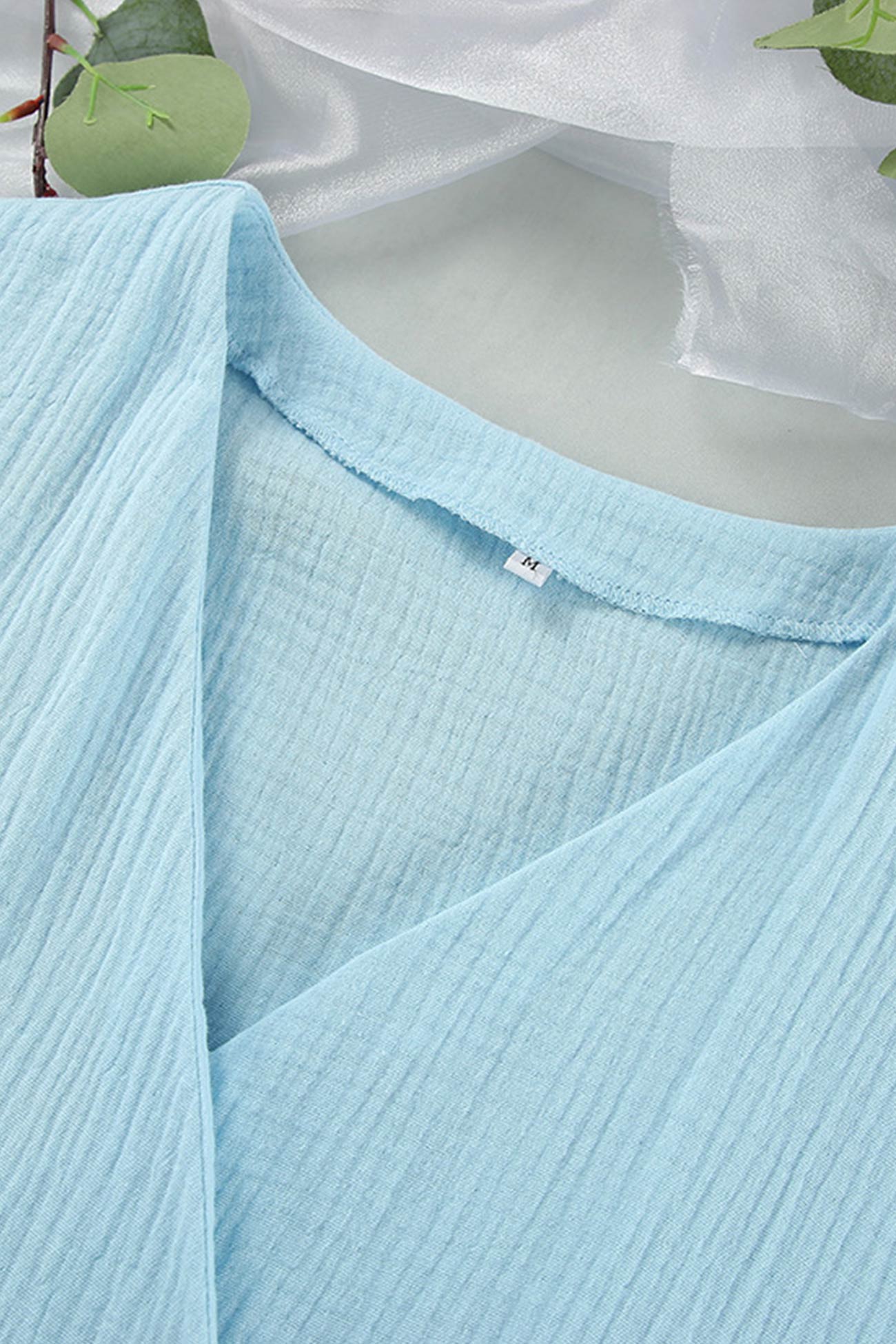 V Neck Tie up Slit A line Cotton Dress