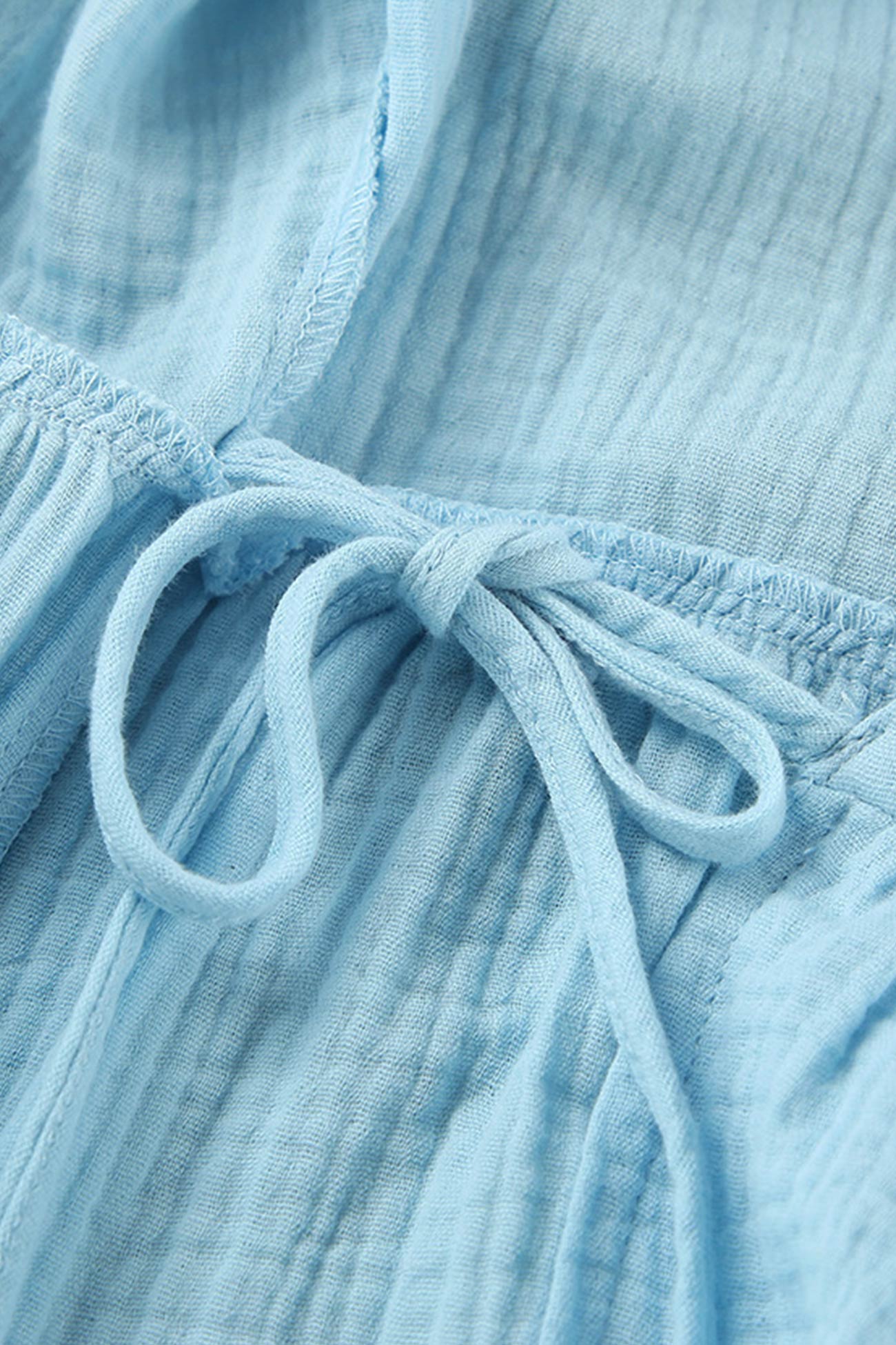V Neck Tie up Slit A line Cotton Dress