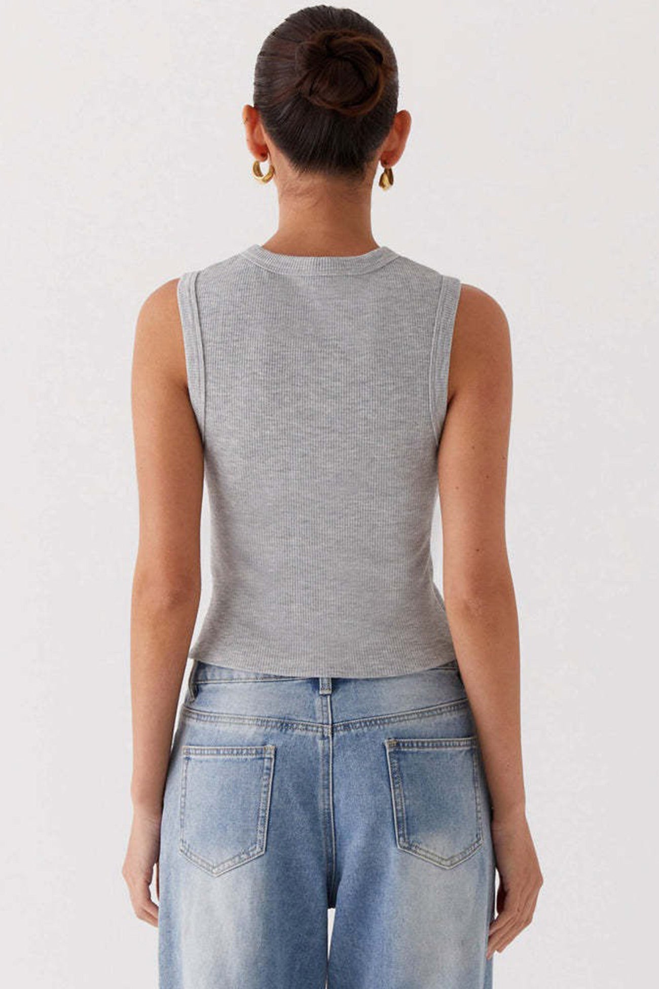 Solid Color Button down Knit Tank Top