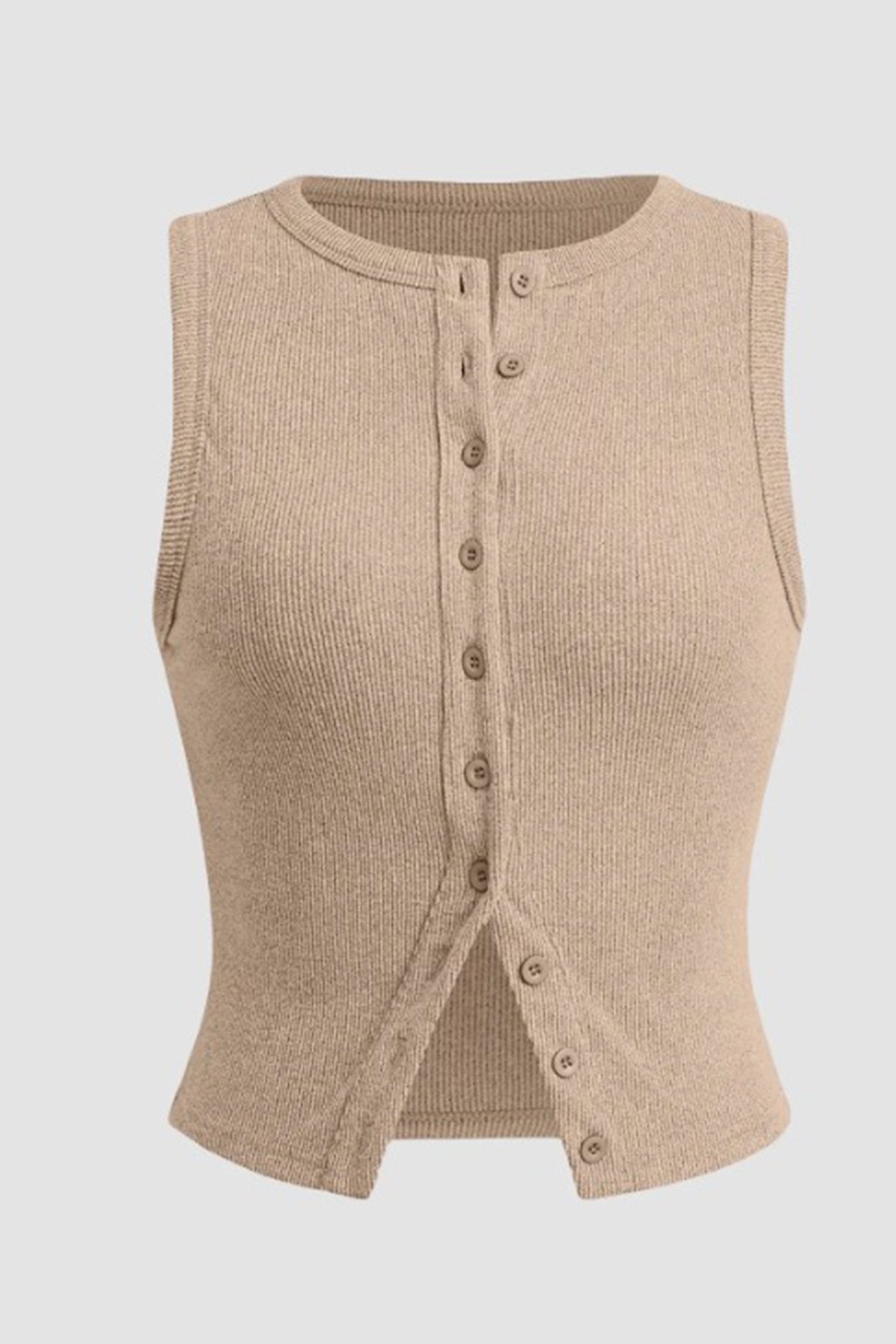 Solid Color Button down Knit Tank Top