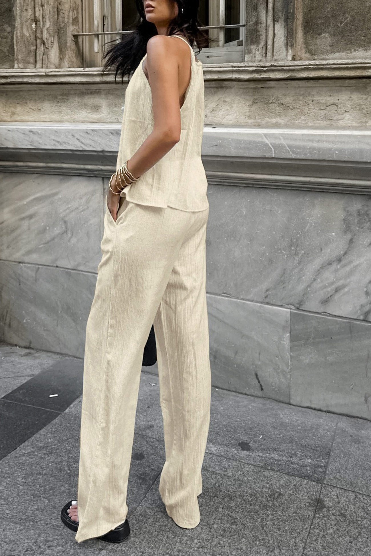 Tie up Vest Long Pants Set