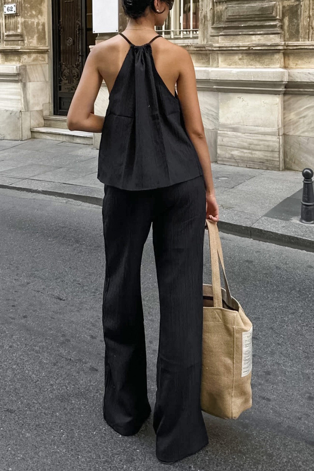 Tie up Vest Long Pants Set