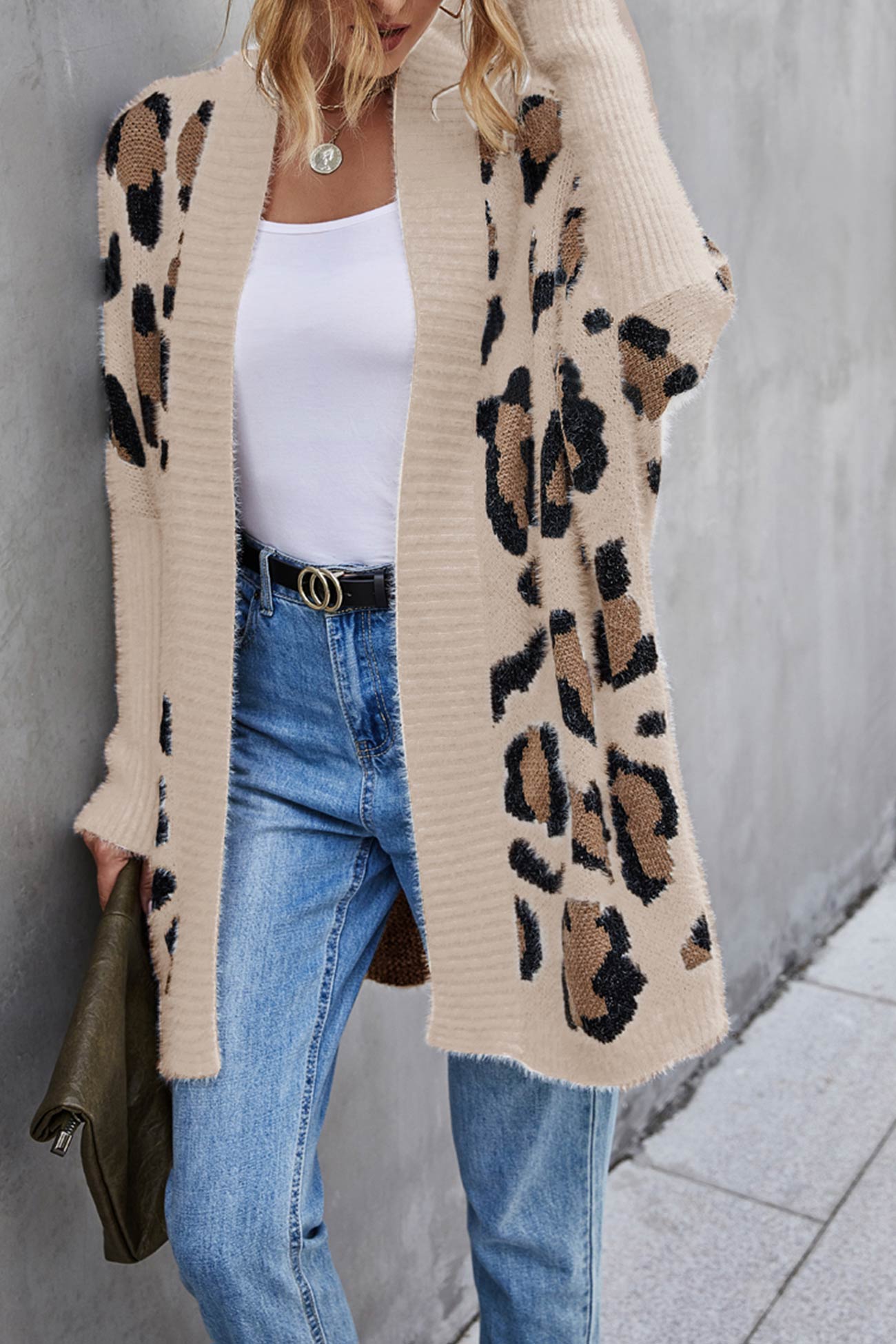 Leopard Print Open Front Cardigan