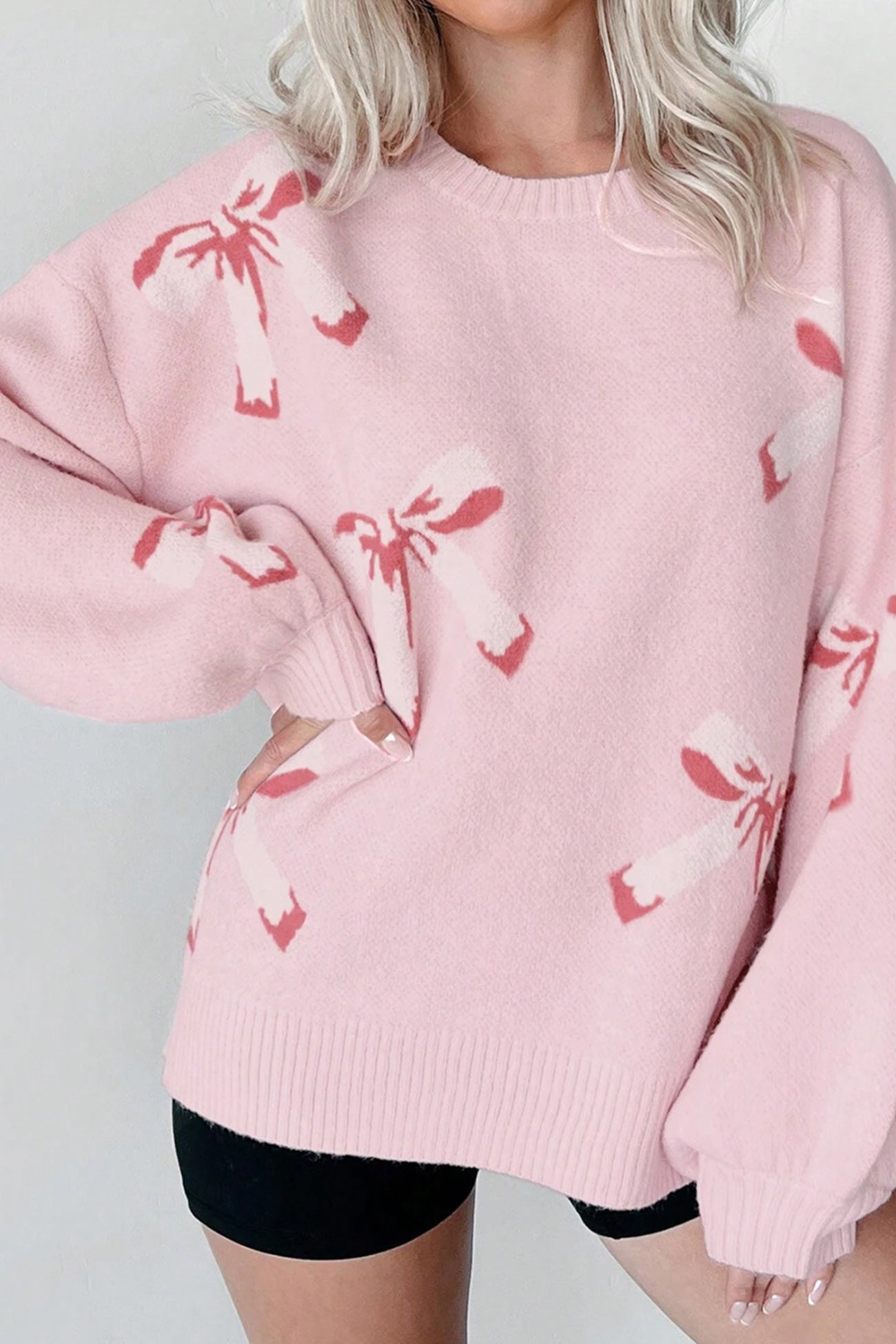 Bow Knot Jacquard Pullover Sweater