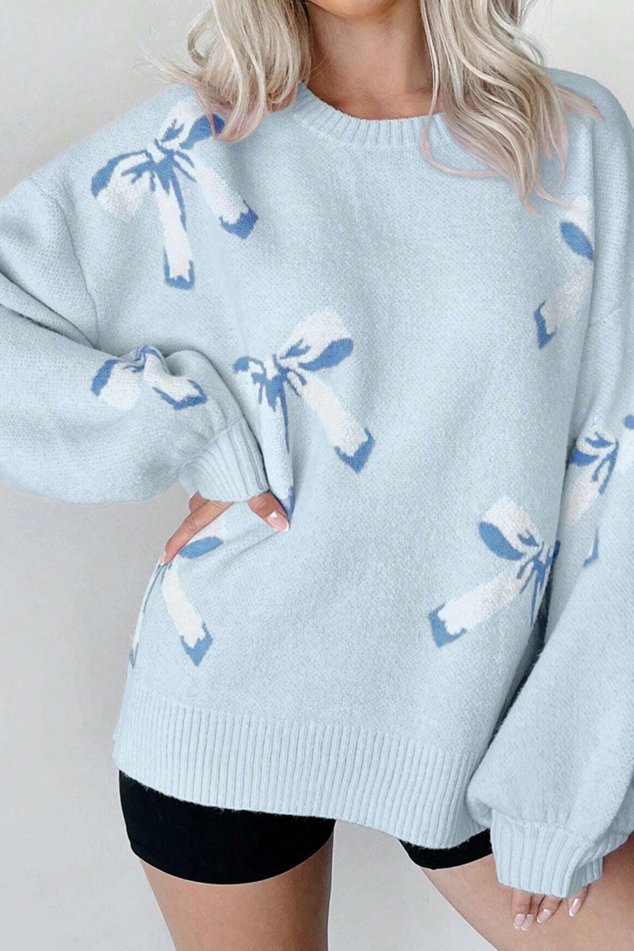 Bow Knot Jacquard Pullover Sweater