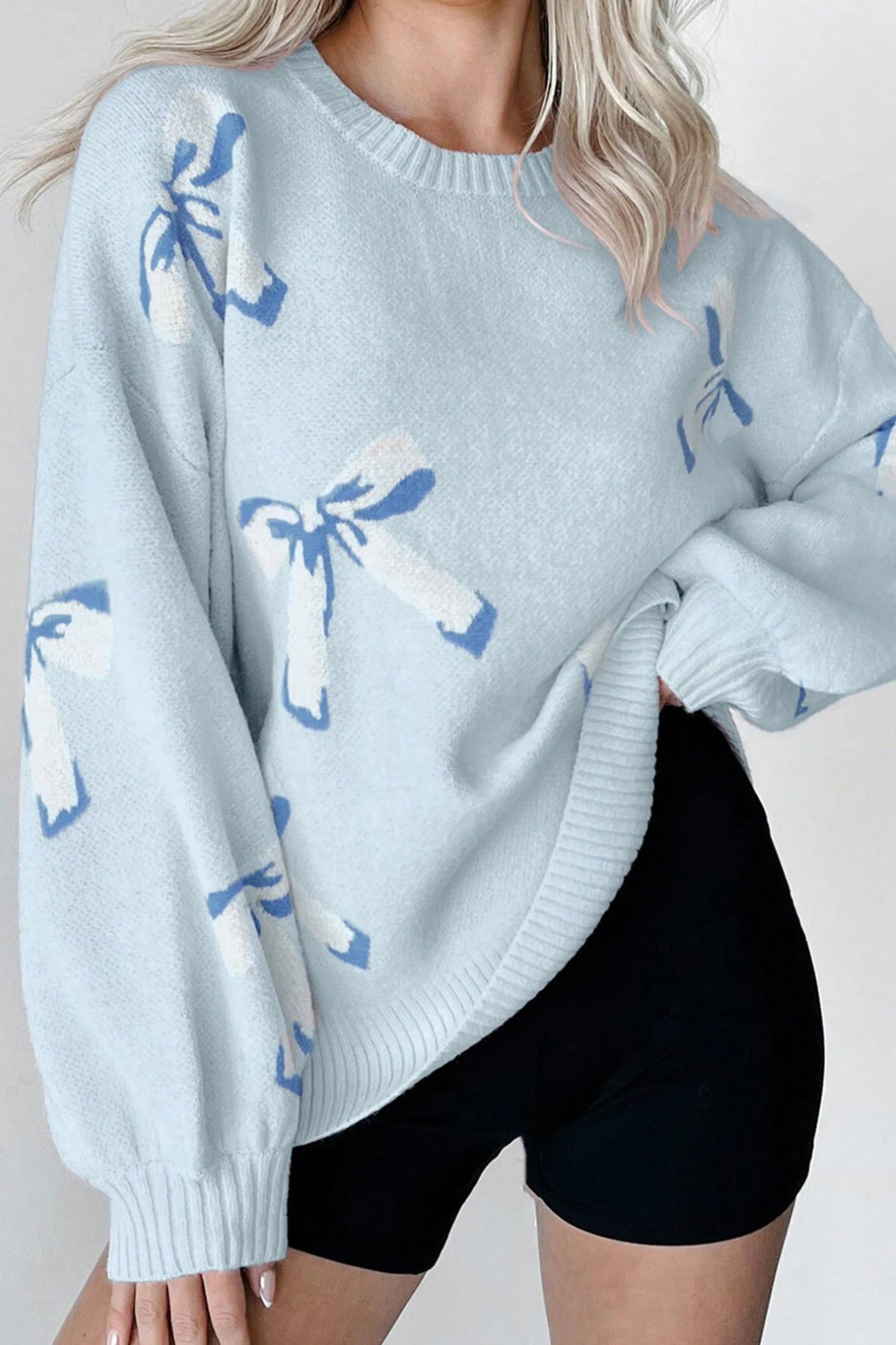 Bow Knot Jacquard Pullover Sweater