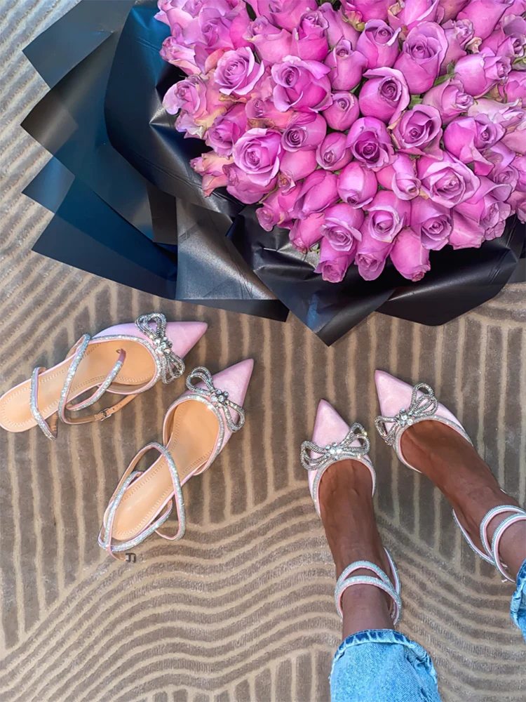 Rhinestone Bowknot Heel Pumps