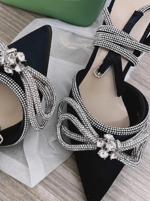 Rhinestone Bowknot Heel Pumps
