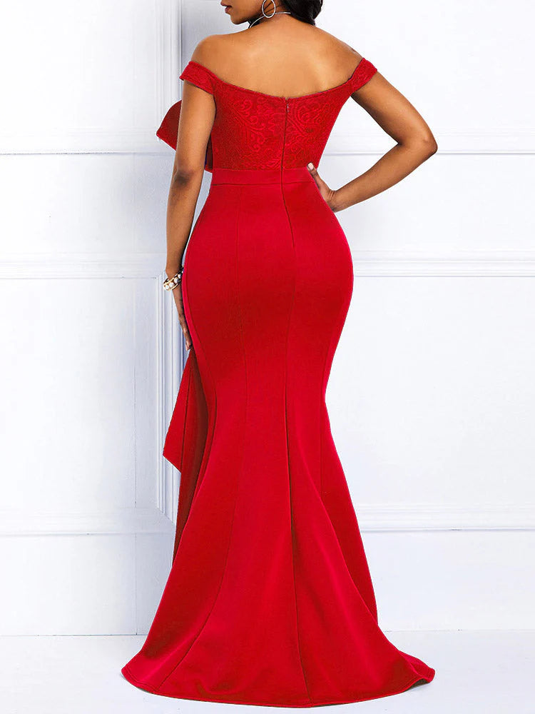 Low Cut Mermaid Beaded Party Maxi Dress