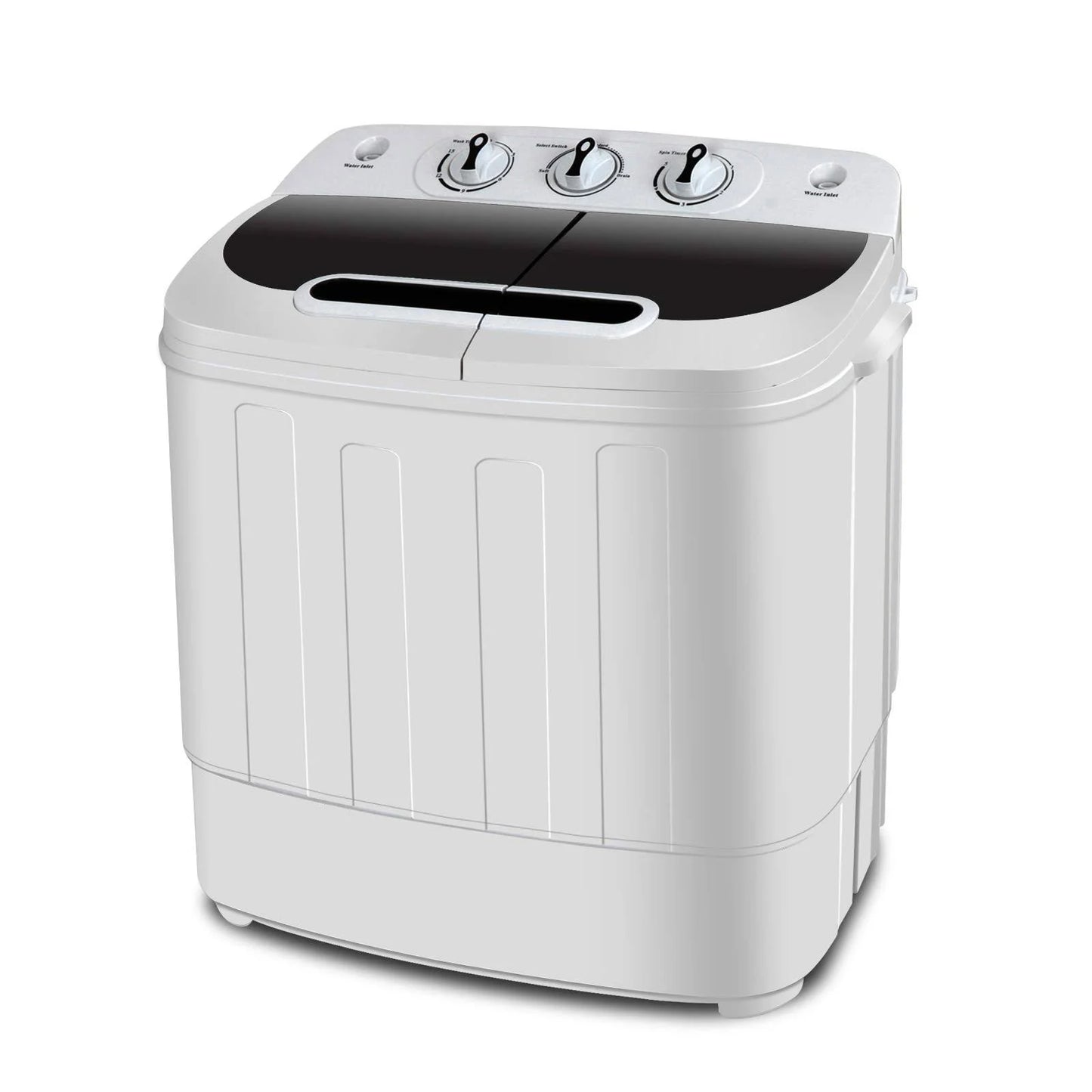 Super Deal Compact Mini Twin Tub Washing Machine, Portable Laundry Washer W/WASH and Spin Cycle Combo, Built-In Gravity Drain, 13lbs