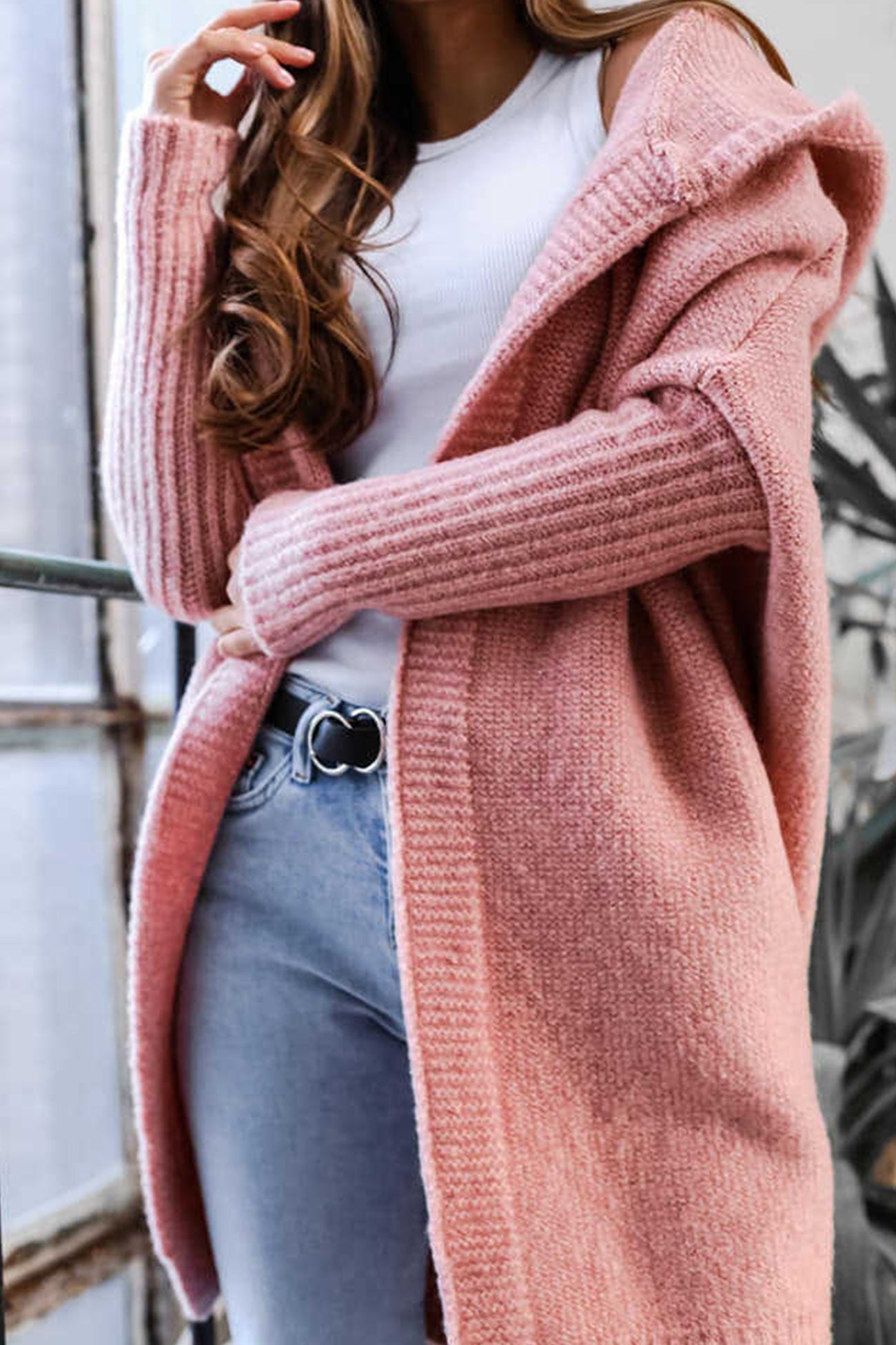 Bat Shaped Hooded Knitted Cardigan
