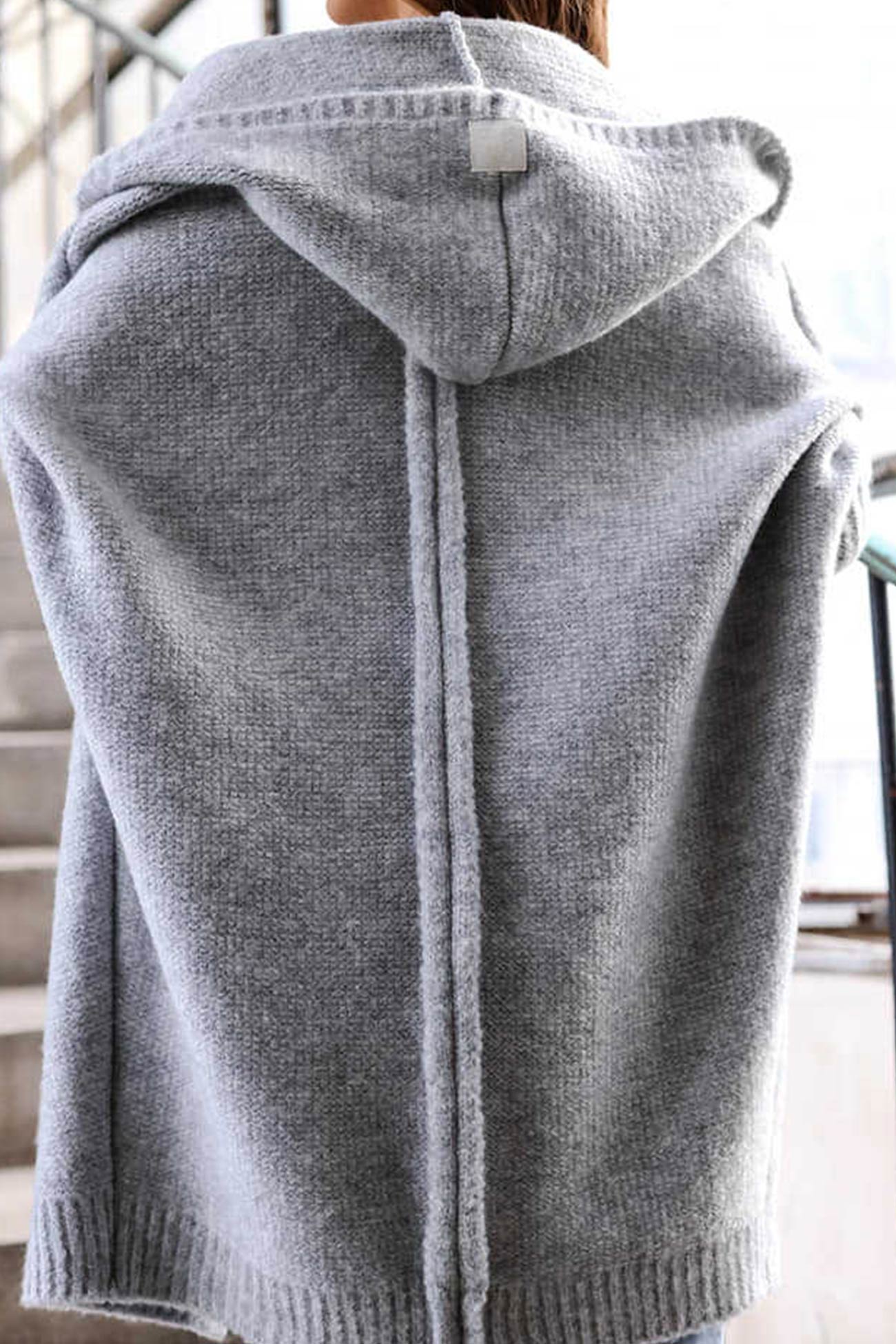 Bat Shaped Hooded Knitted Cardigan