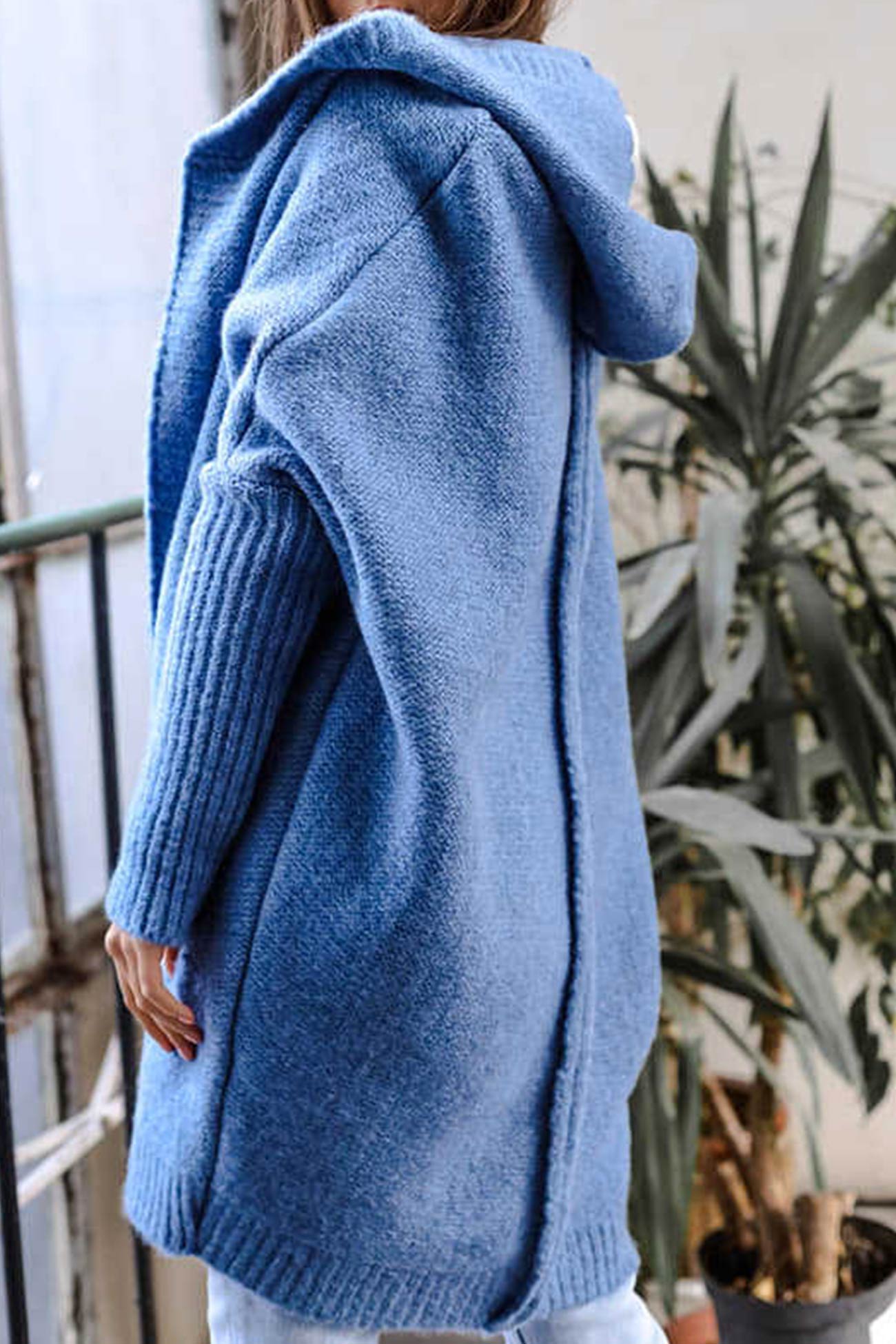 Bat Shaped Hooded Knitted Cardigan