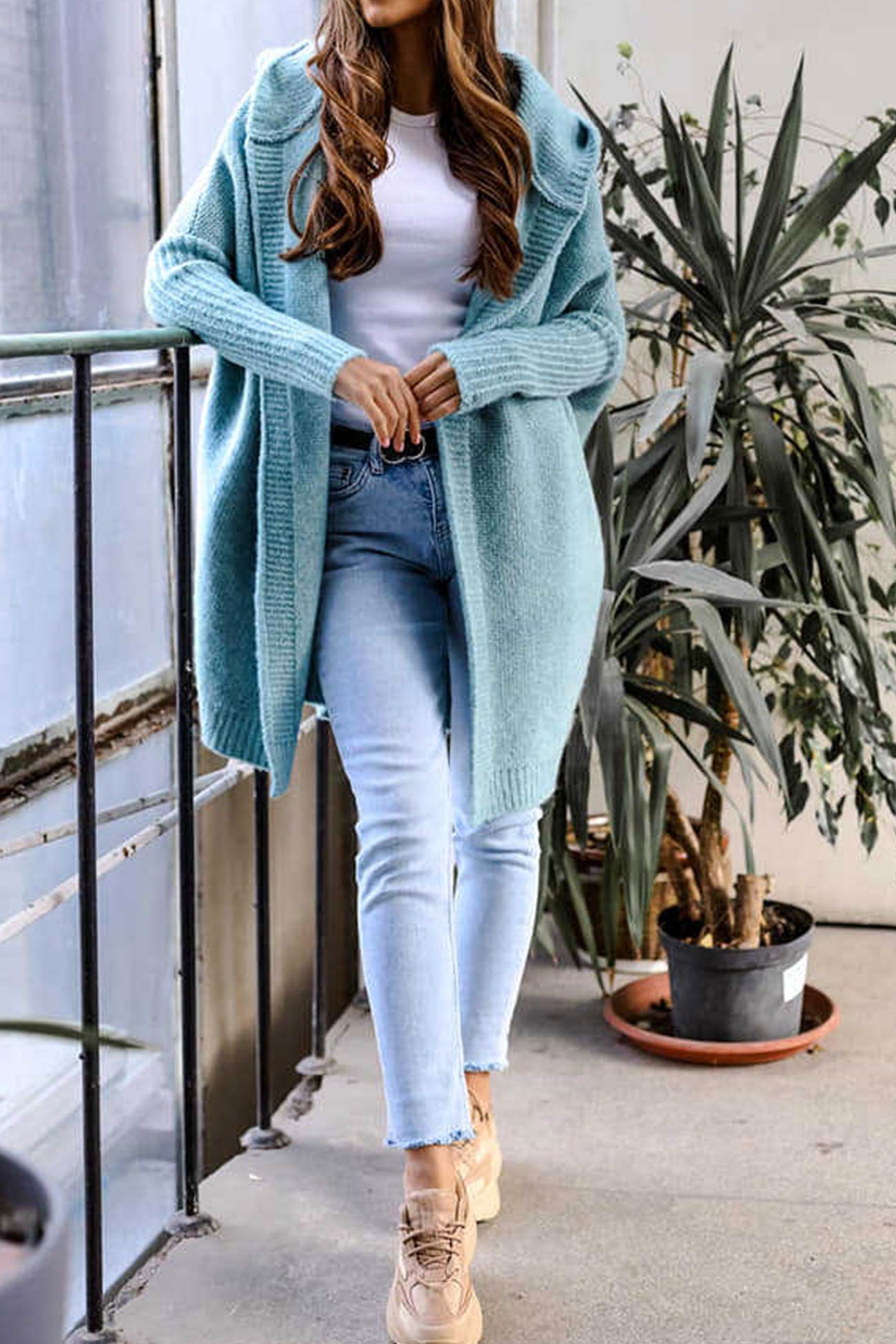 Bat Shaped Hooded Knitted Cardigan