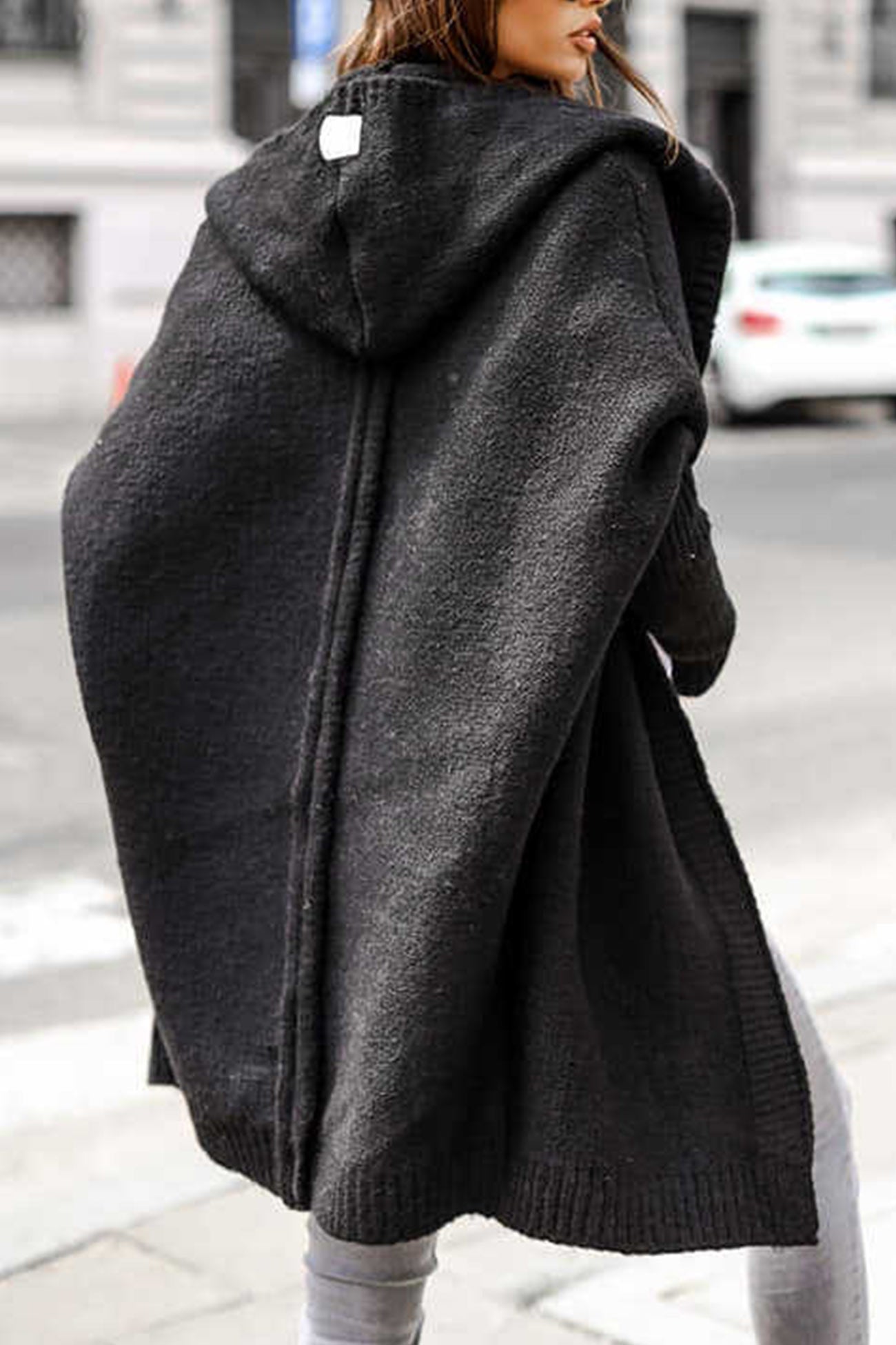 Bat Shaped Hooded Knitted Cardigan