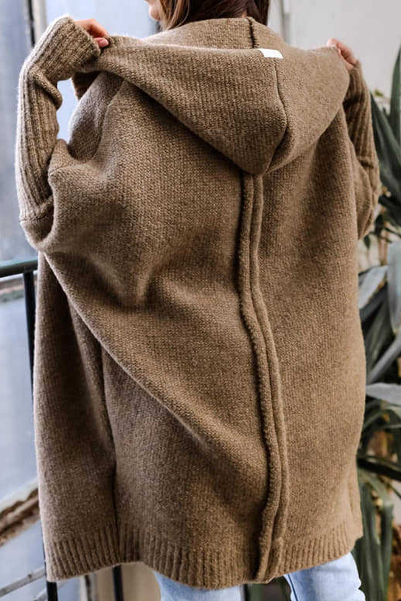 Bat Shaped Hooded Knitted Cardigan