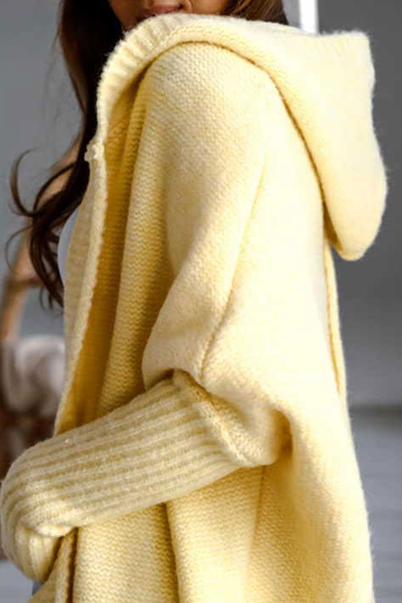 Bat Shaped Hooded Knitted Cardigan