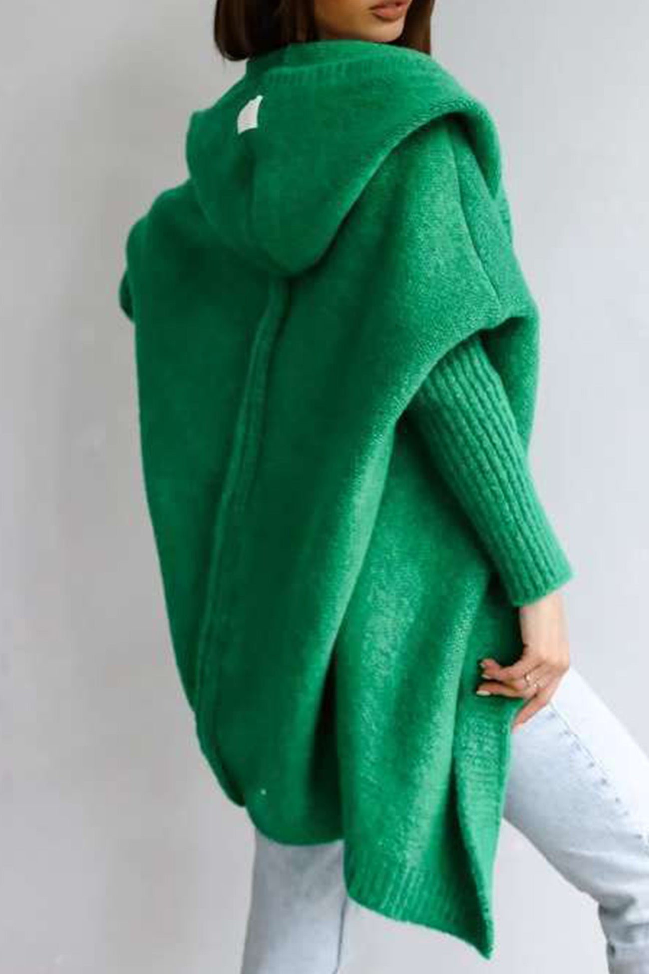 Bat Shaped Hooded Knitted Cardigan