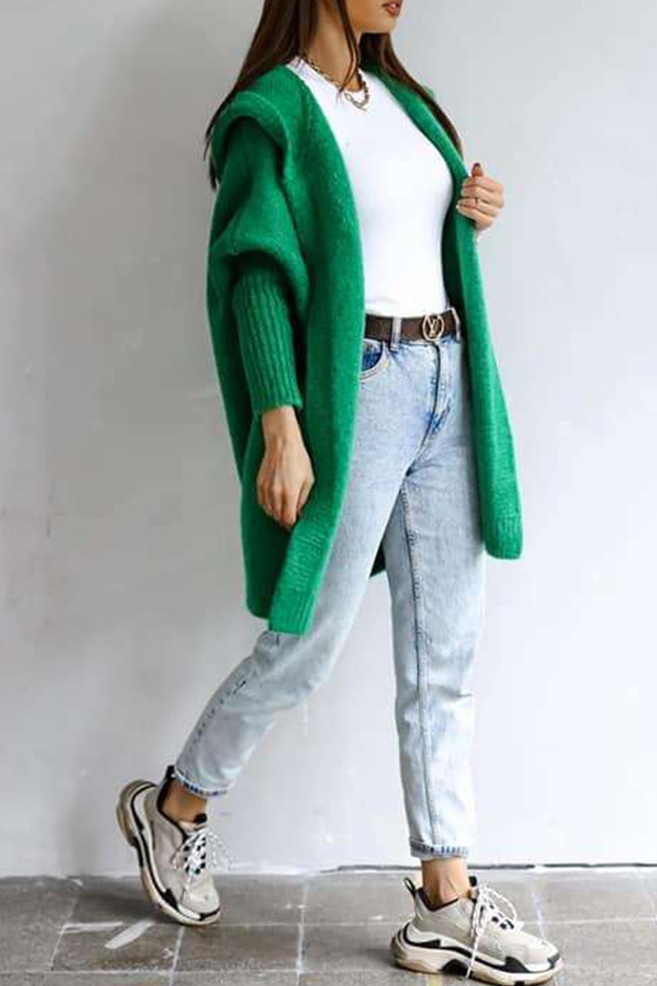 Bat Shaped Hooded Knitted Cardigan