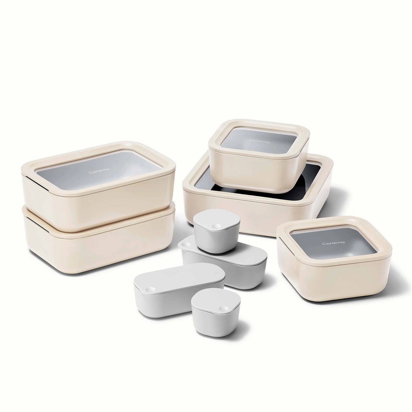 Caraway 14 Piece Glass Food Storage Set - Cream