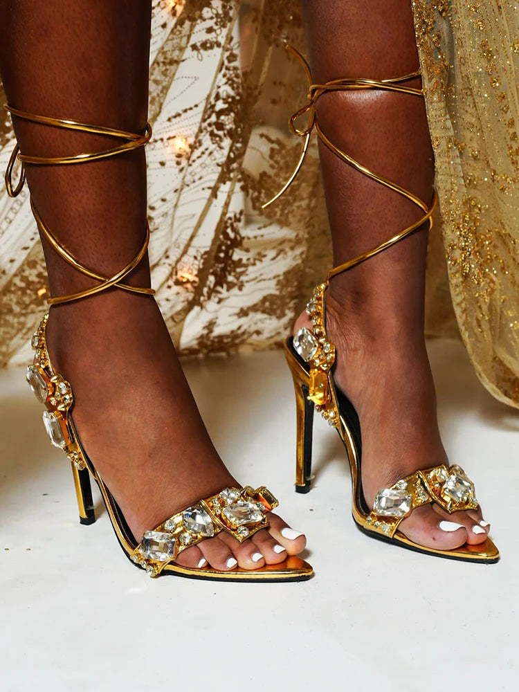 Rhinestones Pointed Toe Sandals
