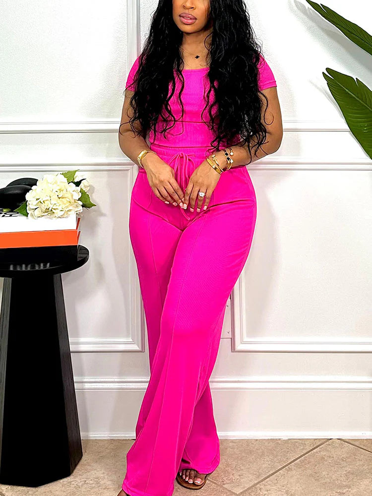 Square Neck Top & Wide Pants Set
