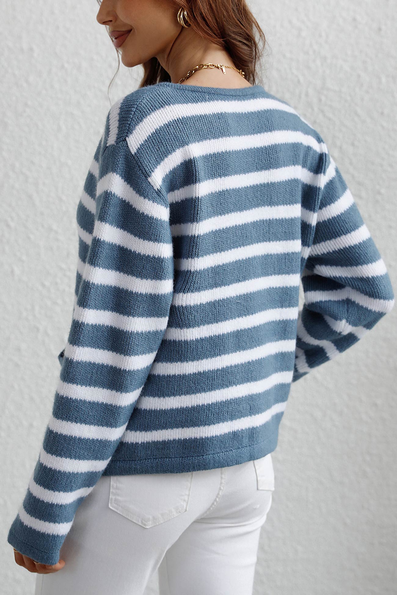 Striped Front With Pocket Cardigan