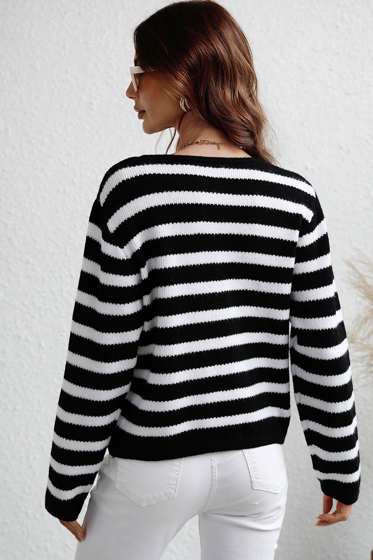 Striped Front With Pocket Cardigan
