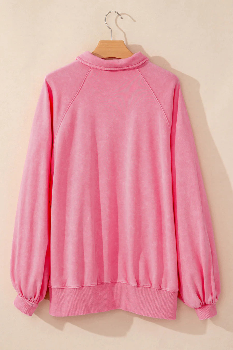 Buttons Balloon Sleeve Oversized Sweatshirt