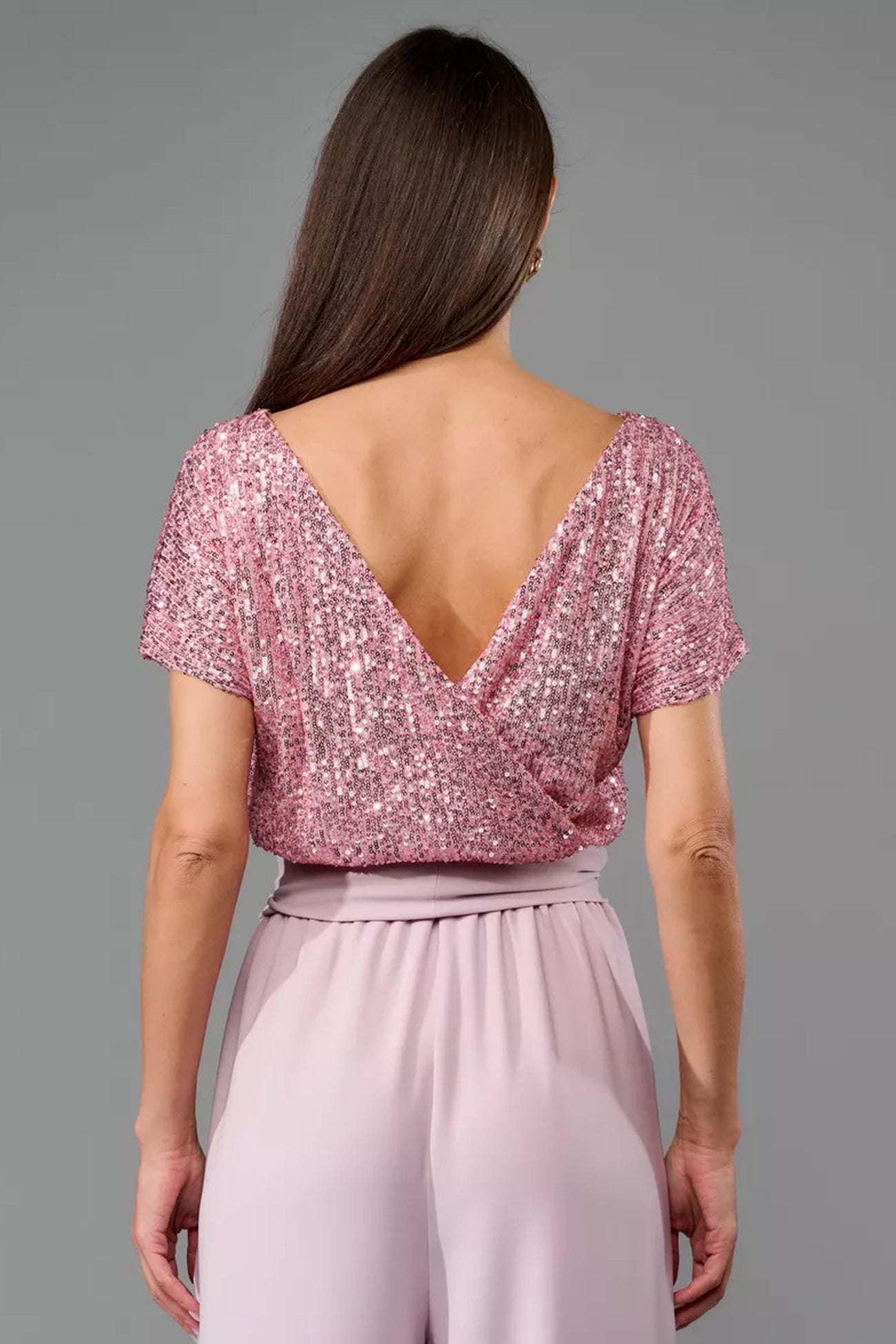 Sequin Patchwork Short Sleeve High Waist Jumpsuits Sets