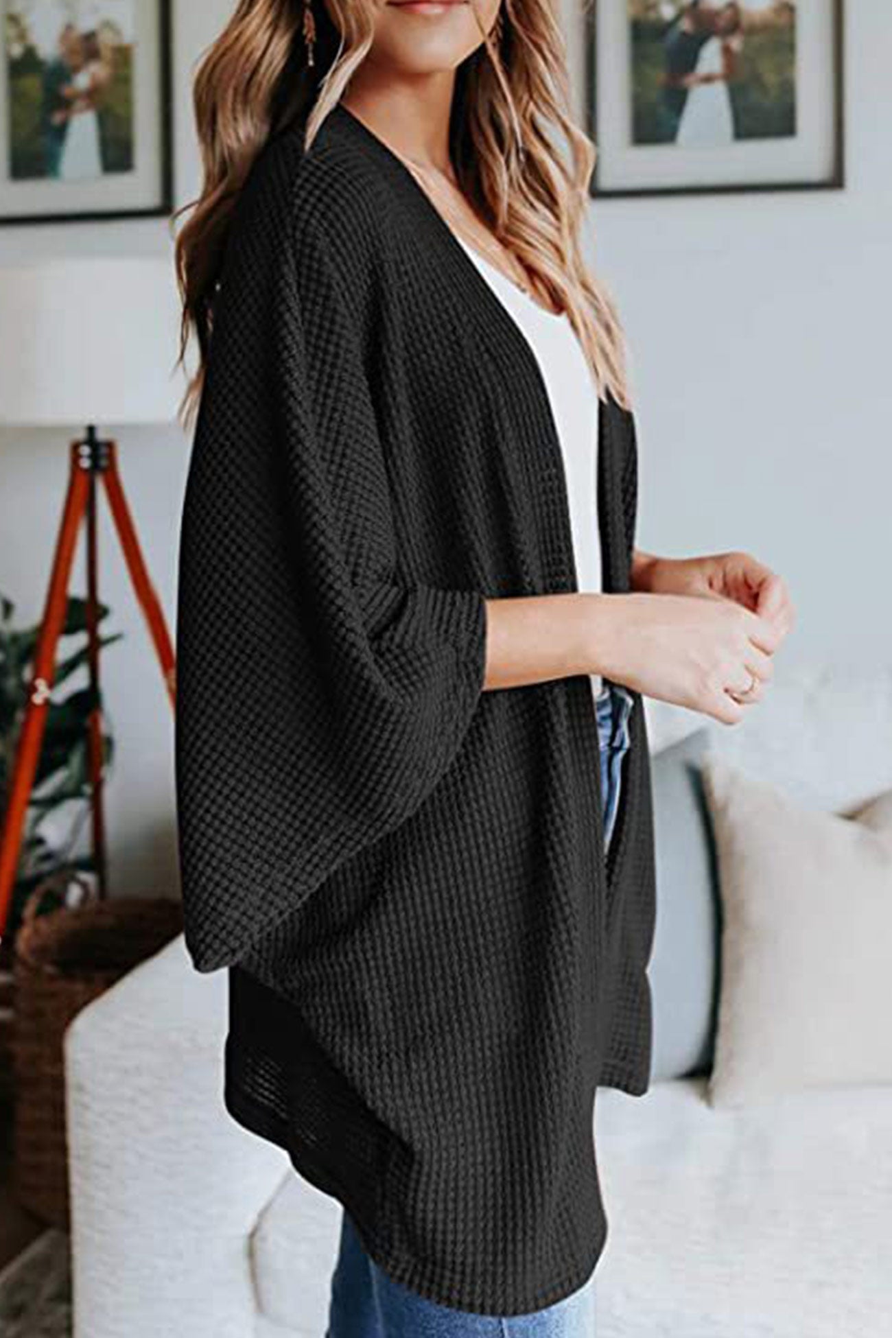 Solid Half Sleeve Wrap Cardigan