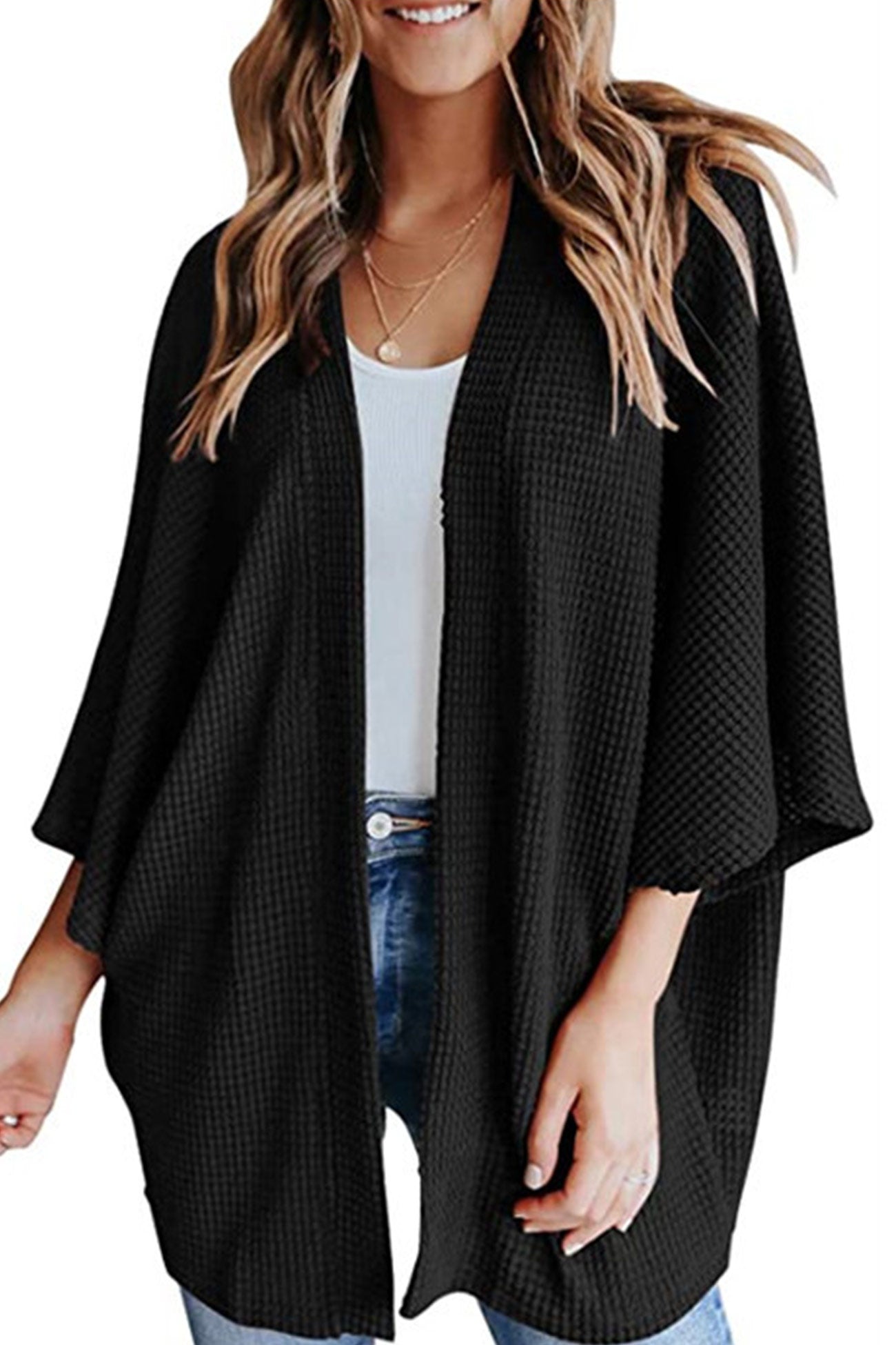 Solid Half Sleeve Wrap Cardigan