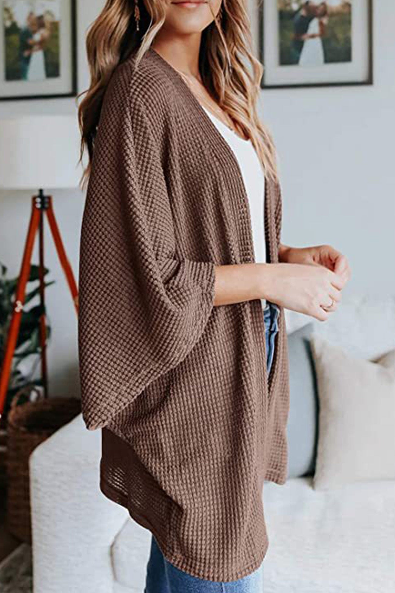 Solid Half Sleeve Wrap Cardigan