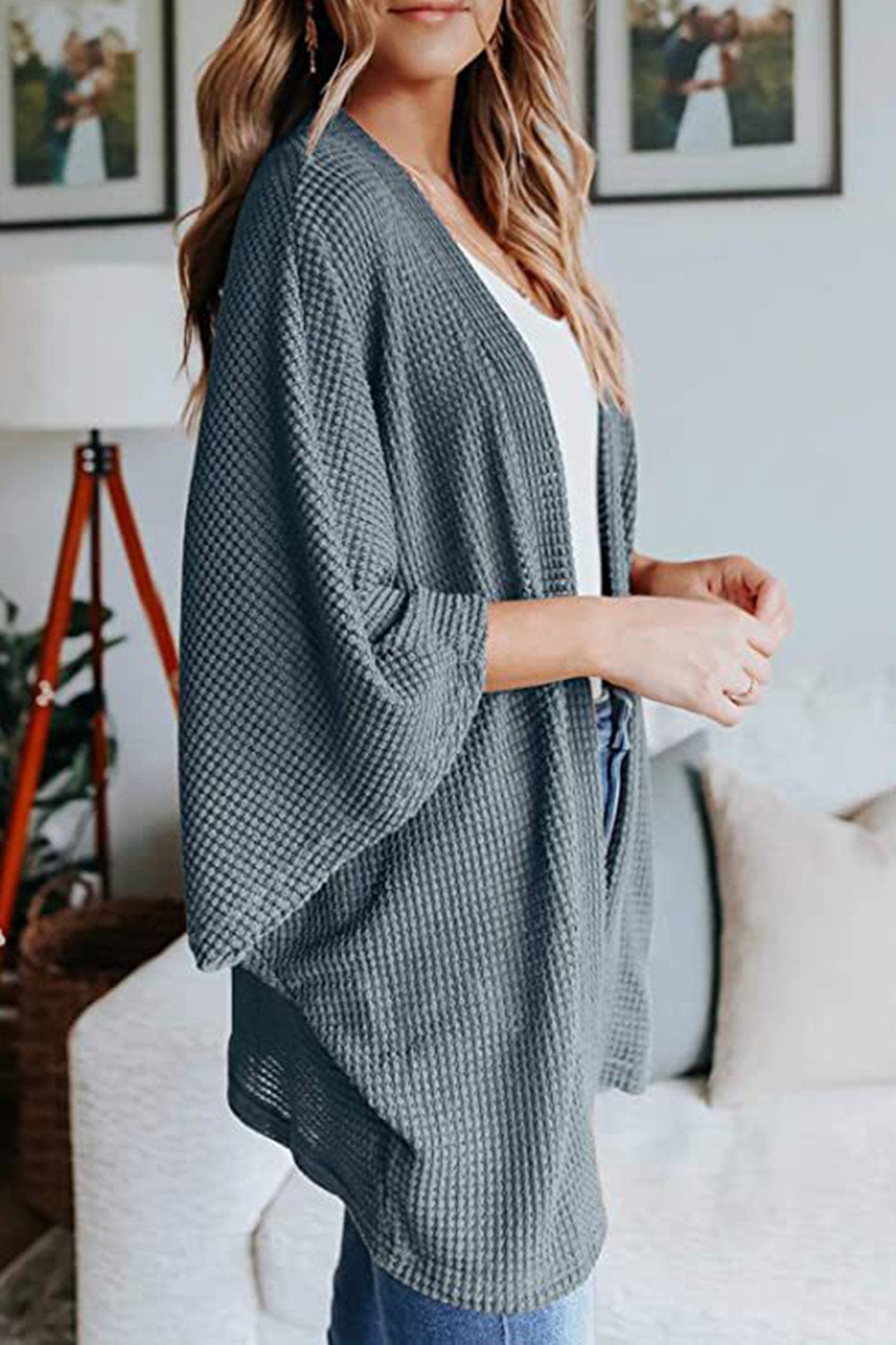 Solid Half Sleeve Wrap Cardigan