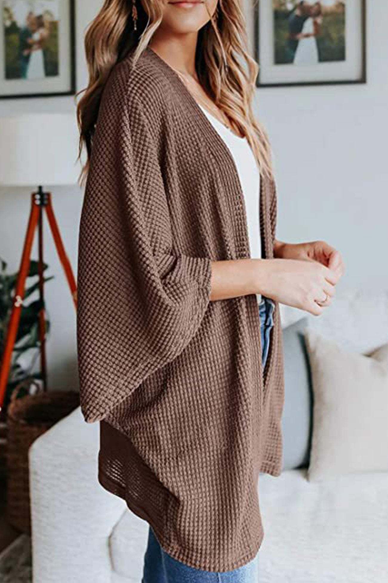 Solid Half Sleeve Wrap Cardigan
