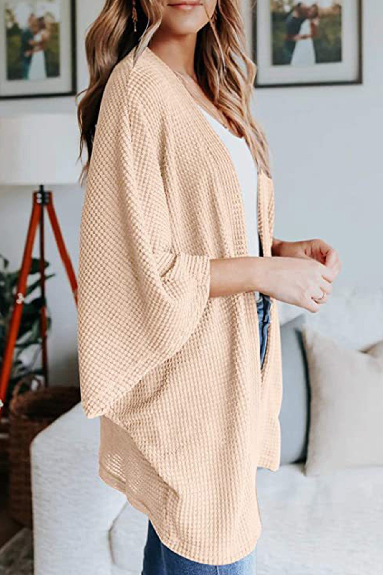 Solid Half Sleeve Wrap Cardigan