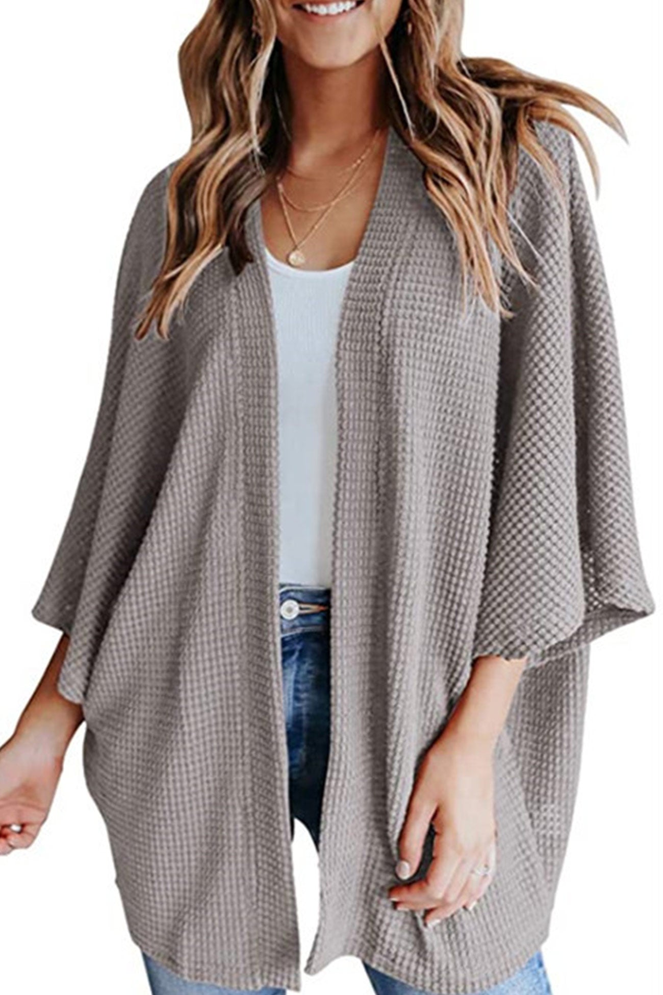 Solid Half Sleeve Wrap Cardigan