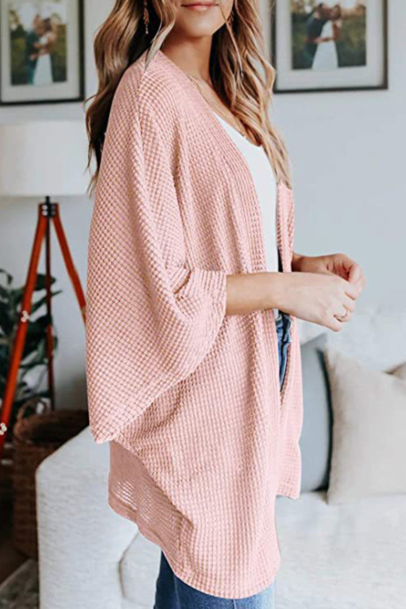 Solid Half Sleeve Wrap Cardigan