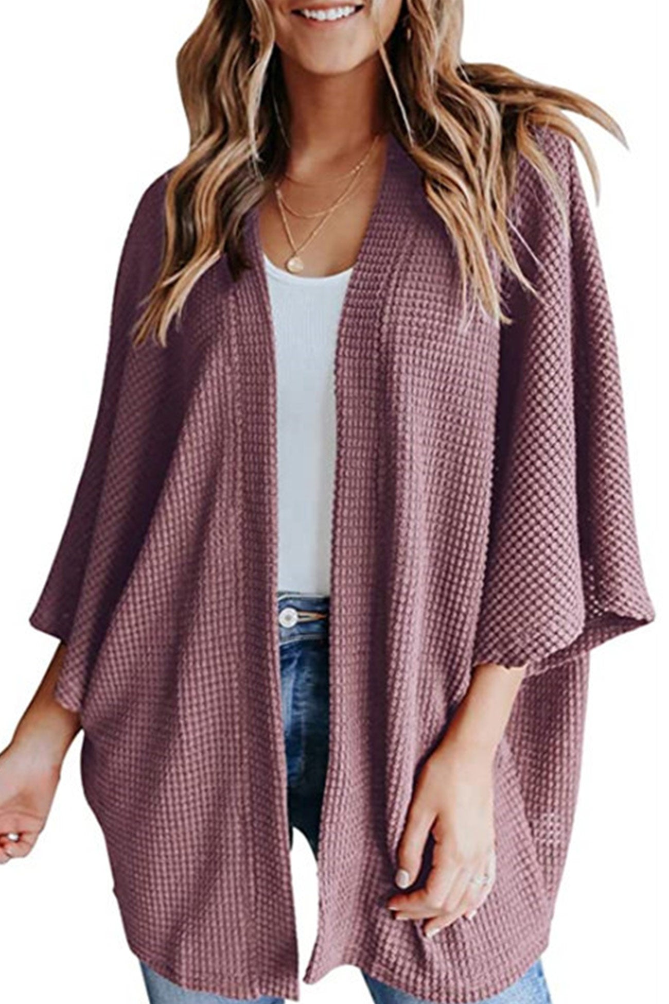 Solid Half Sleeve Wrap Cardigan