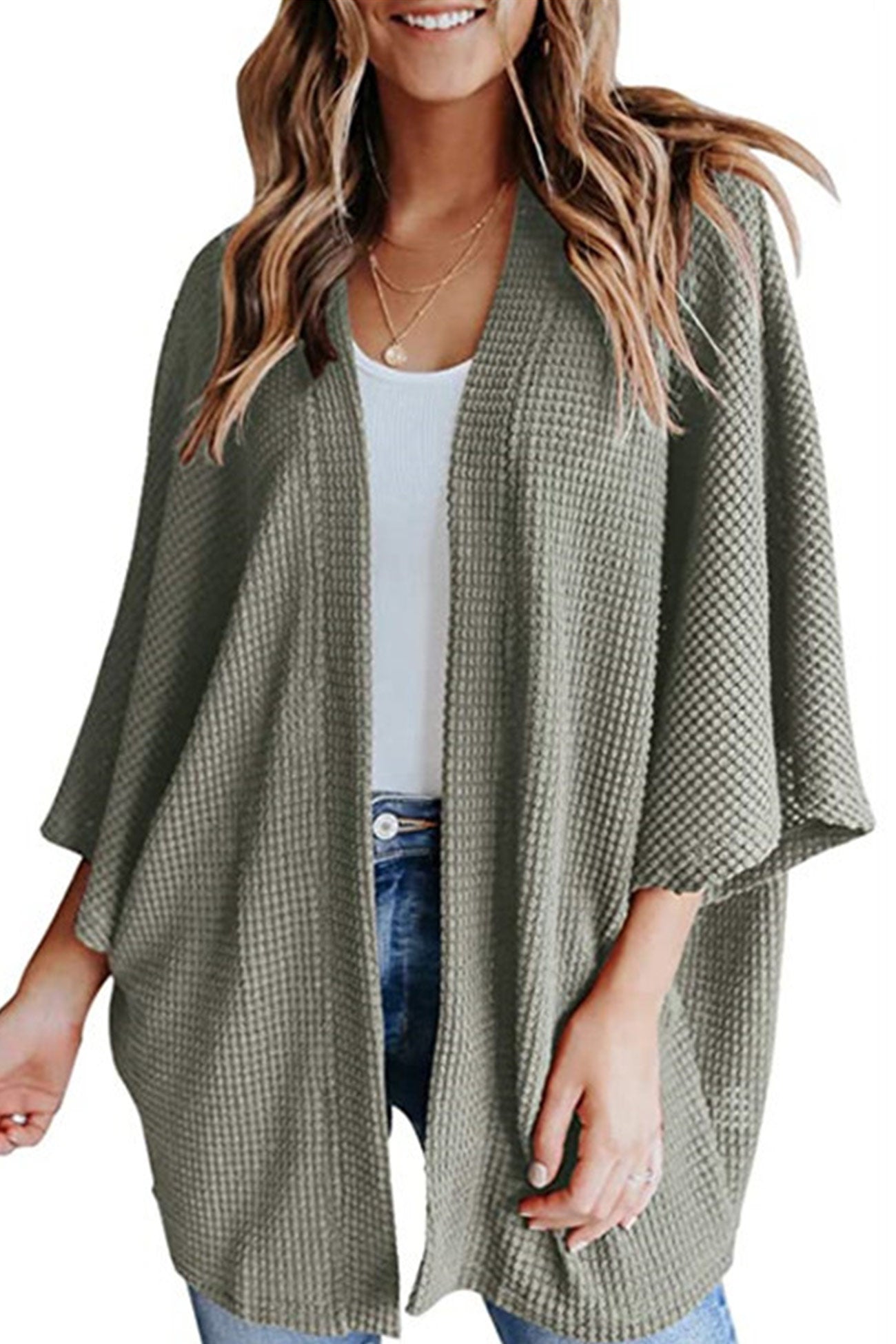 Solid Half Sleeve Wrap Cardigan
