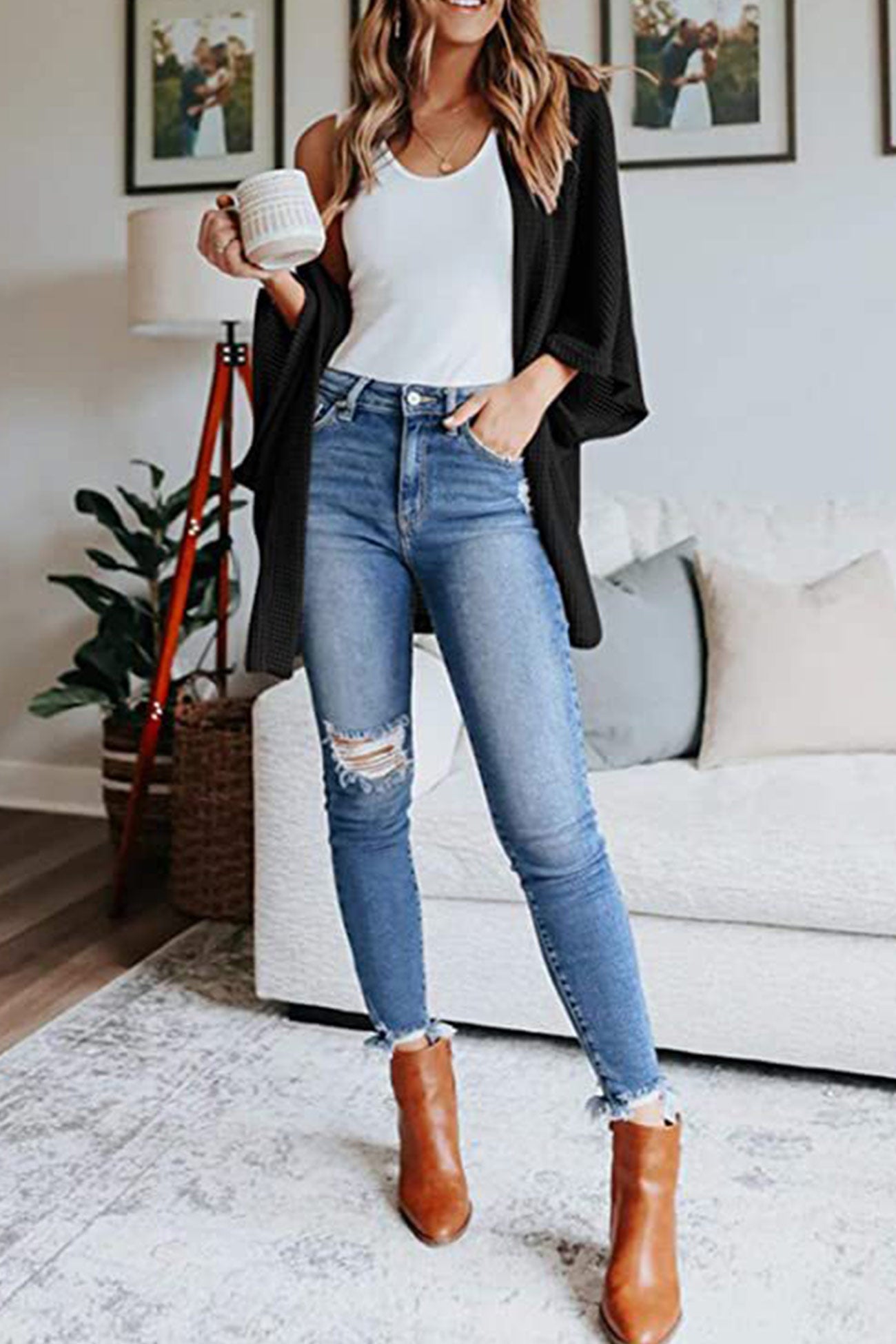Solid Half Sleeve Wrap Cardigan